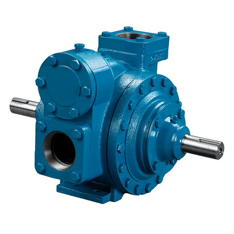 LGLD3F LP-gas Sliding Vane Pump with blue casing and dual drive shafts for bulk plant and cylinder filling applications.