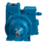 TXD Sliding Vane Pump by Blackmer in blue showing double-ended drive shaft and durable construction.