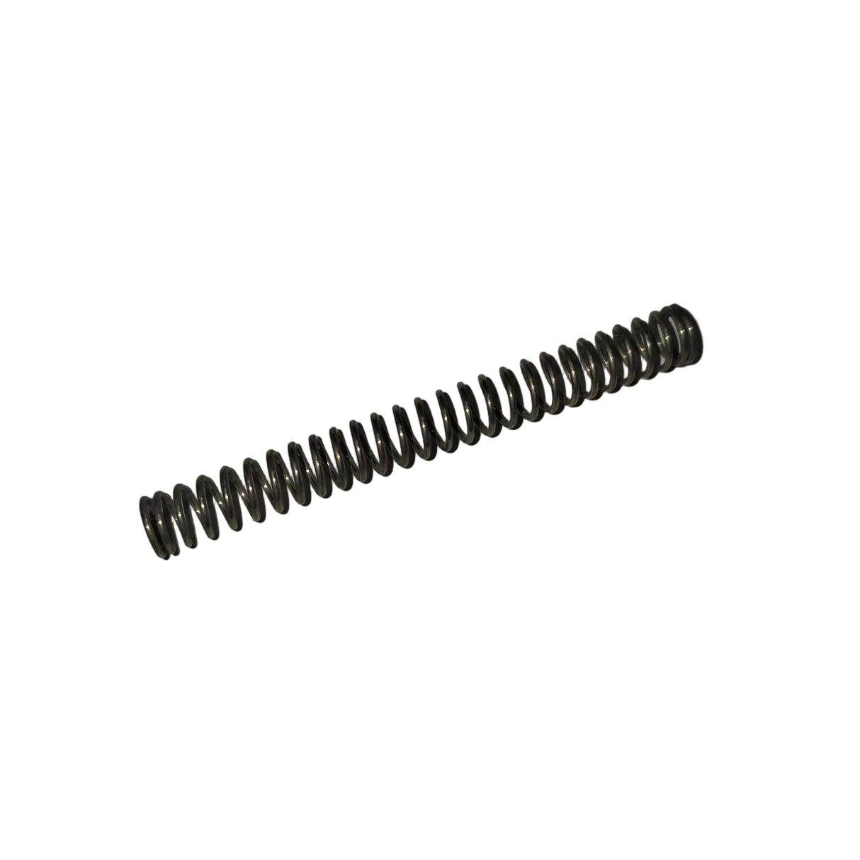 Coiled metal spring on a white background