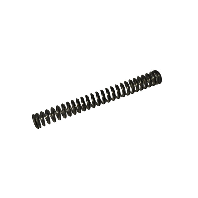 Coiled metal spring on a white background